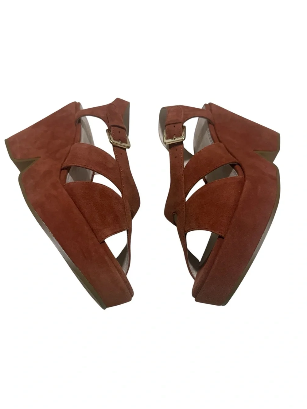 Cecelia New York Suede Platform Sandals in Warm Rust Size 8